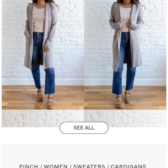 Pinch Taupe Long Hooded Knit Cardigan Womens M/L Front Pockets - Picture 6 of 7